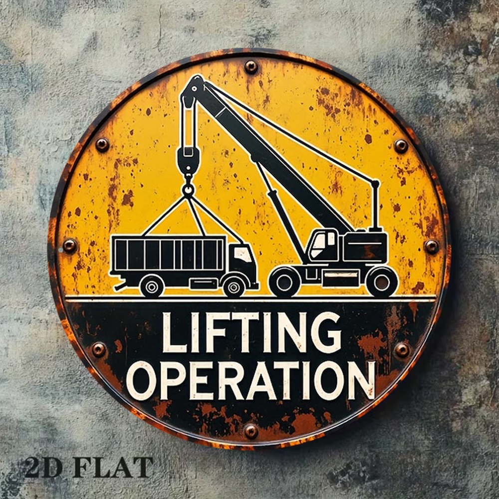 Heavy Equipment Sign - لافتة معدنية ثنائية الأبعاد دائرية 20